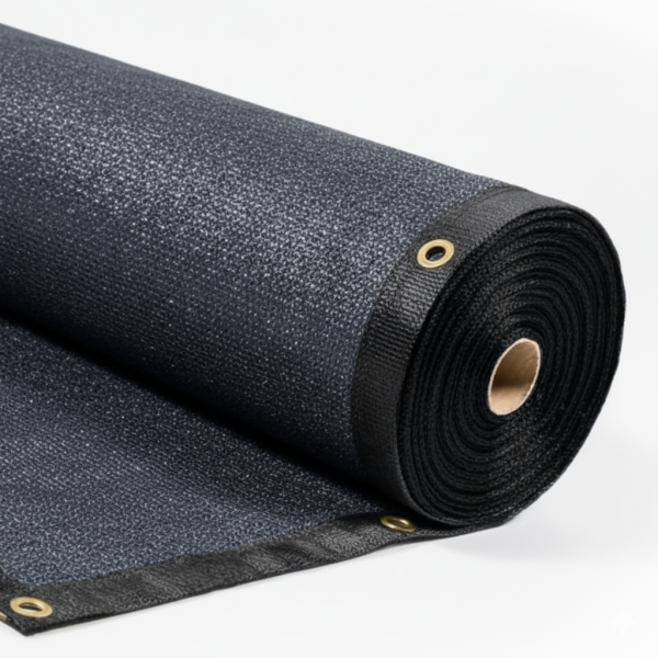 Anthrazites Sichtschutzgewebe mit Kantenverstärkung und Ösen